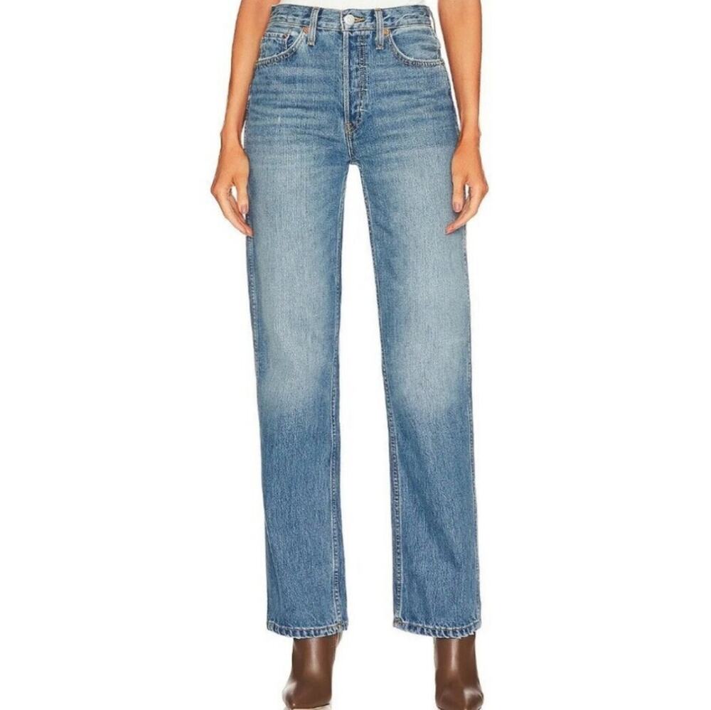 NWT RE/DONE 90s High Rise Relaxed Loose Jeans Blue Haze 100% Cotton Straight 24